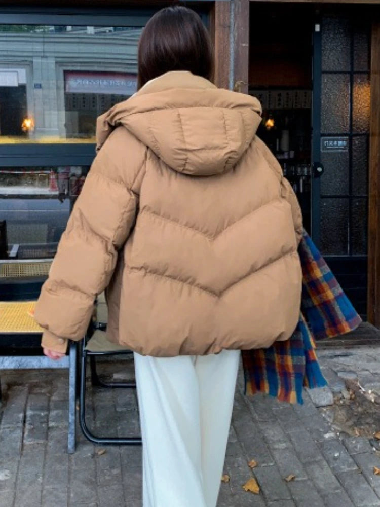 2025 Women Clothing Short Cotton Coat Winter New Style Loose Fit Thickened Petite Cotton Jacket Cold Protection Bread Parkas