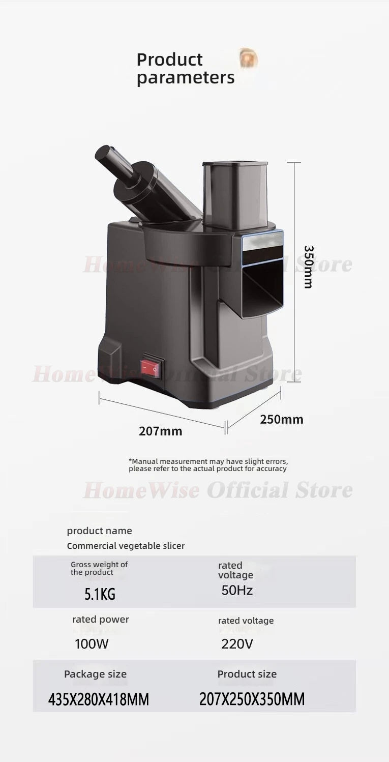 LX Multi-function Vegetable Cutter Fruit Slicer Shredder Cube Cutter 3 Blade Discs Food Processor Oblique and Straight Feed Port