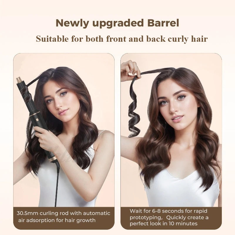 5-in-1 Air Blower Brush Hair Styler Ionic Hot Air Brush Curler & Straightener 1000W Detachable Heads Diffuser Hair Tools