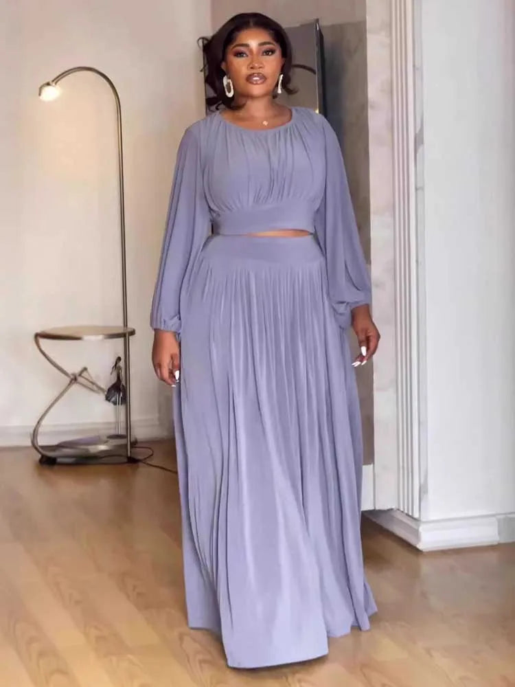 Female Clothing Autumn 2-piece Sets for Women Long Sleeve Top and Long Skirt Set Ladies Casual Dress Set Wholesale Dropshipping