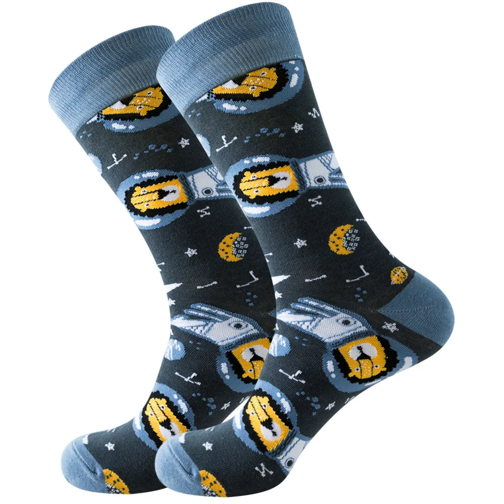 Men's socks original design happy socks animal food astronaut men's socks crew geometric women's socks halloween socks
