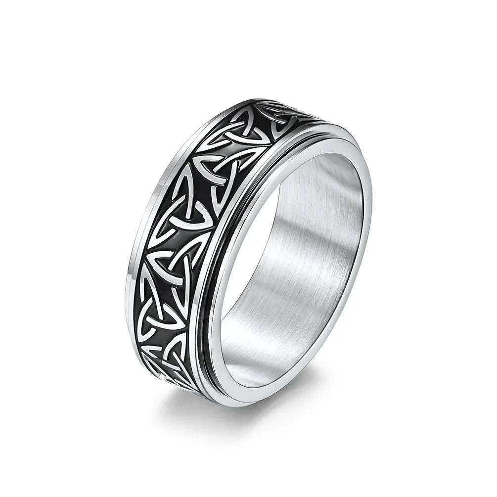 Vintage Viking Rune Rings For Men Women Retro Viking Stainless Steel Rotatable Fidget Anxiety Spinner Ring Retro Amulet Jewelry