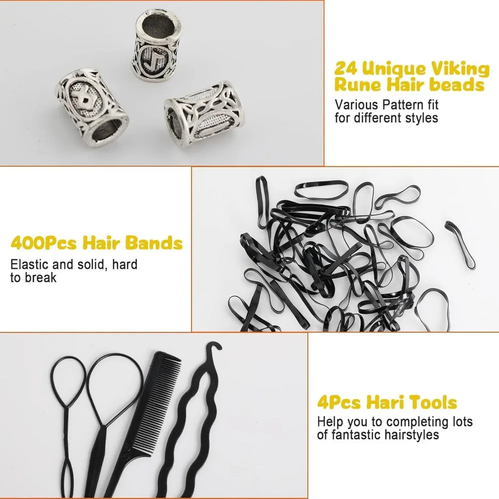 Beard Beads Set Viking Piece, Viking Beard Beads Nordic Hair Accessories for Jewellery DIY Pendant Necklace