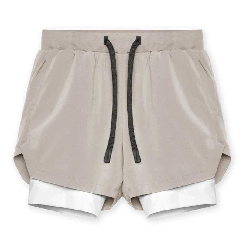 Mens Gyms Fitness 2 in 1 Quick Dry Shorts Summer Running Bodybuilding Jogging Casual Short Pants Workout Male Basketball Bottoms