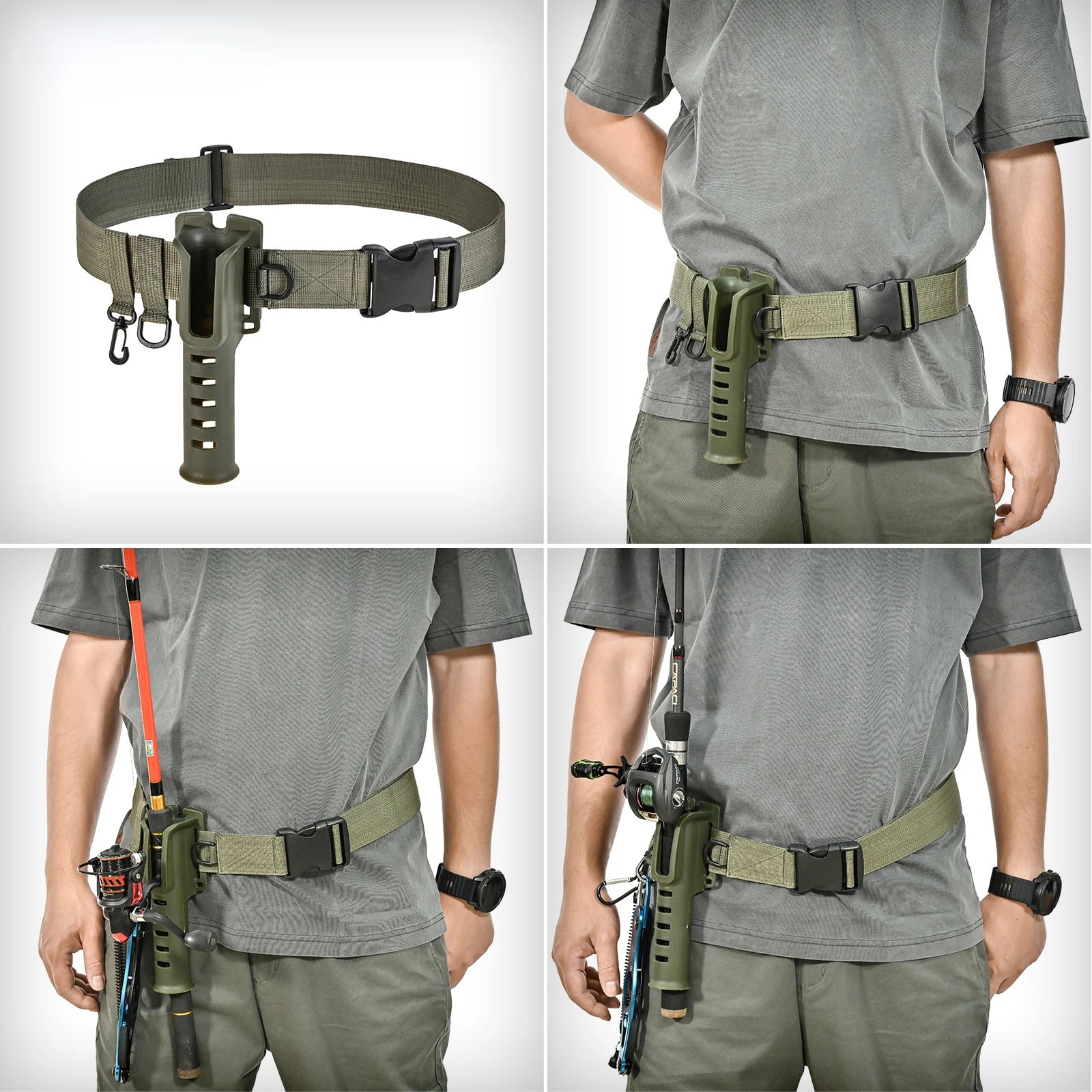 Portable rod holder fishing gear accessory with adjustable waist fishing rod insertion device fishing accessories tool outdoor