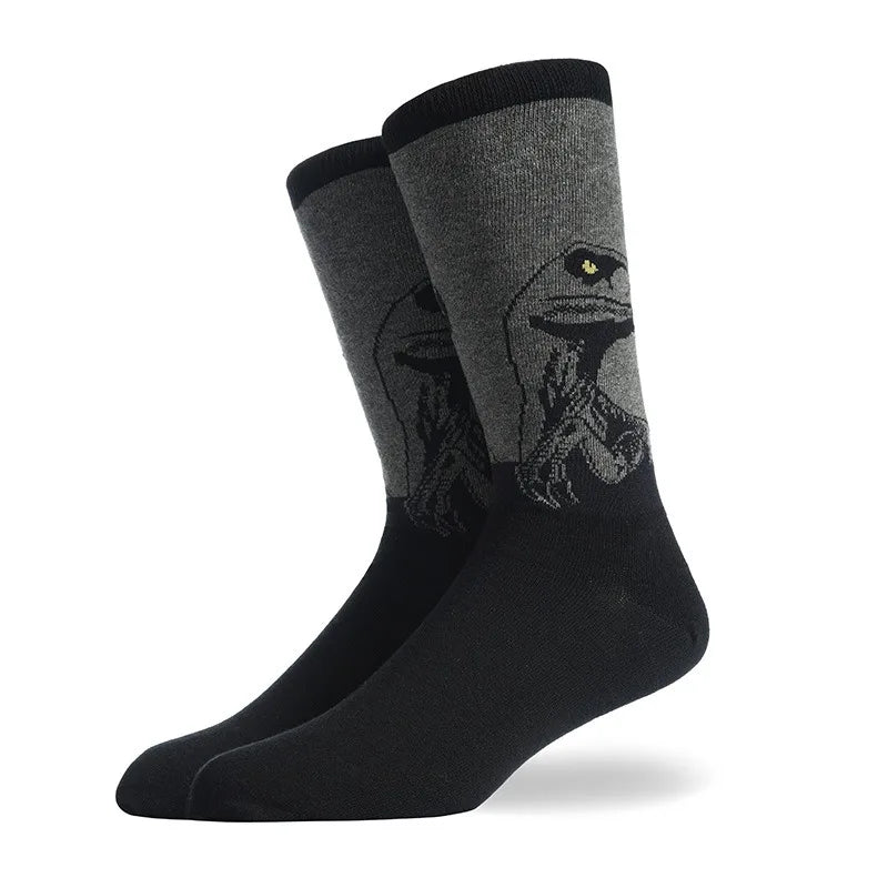 Men's Hip Hop Harajuku Socks Shark Clown Skateboarding Oil Painting Animal Mid-cut funny socks