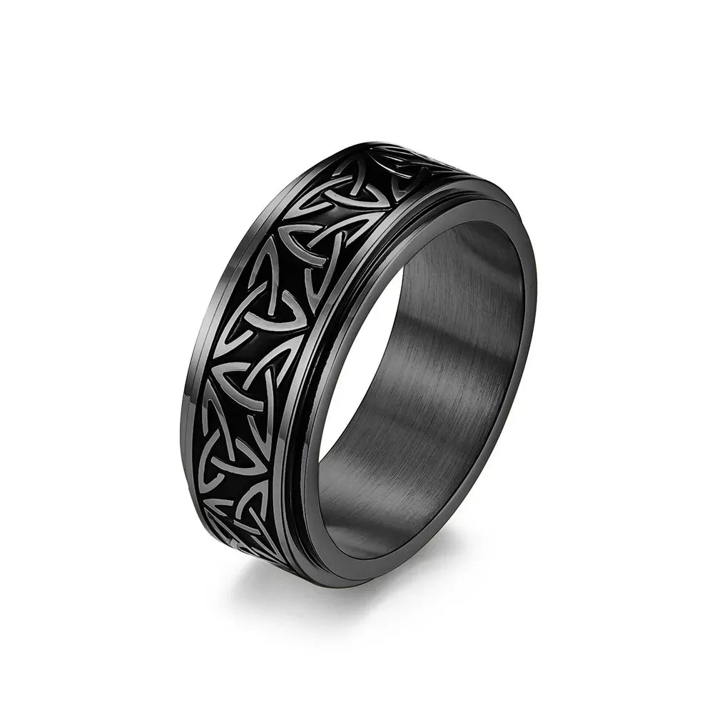 Vintage Viking Rune Rings For Men Women Retro Viking Stainless Steel Rotatable Fidget Anxiety Spinner Ring Retro Amulet Jewelry