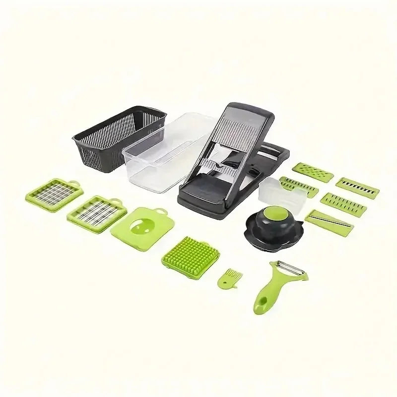 16 IN1 Mandoline Slicer Veggie Food Chopper Vegetable Cutter Tomato Carrot Grater Cheese French Onion Shredders Kitchen Tool