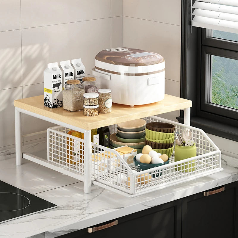 Kitchen Countertop Organizer – Multi-Use Shelf for Microwave, Spices, Coffee Machine & Printer