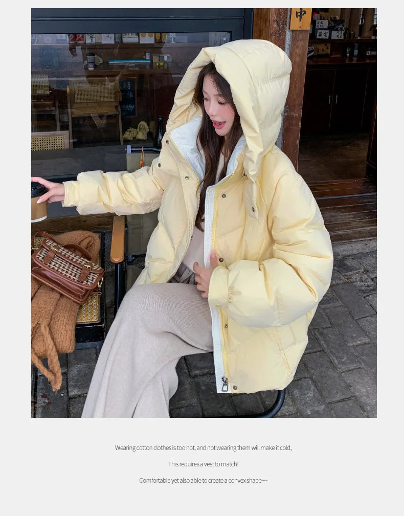 2025 Women Clothing Short Cotton Coat Winter New Style Loose Fit Thickened Petite Cotton Jacket Cold Protection Bread Parkas