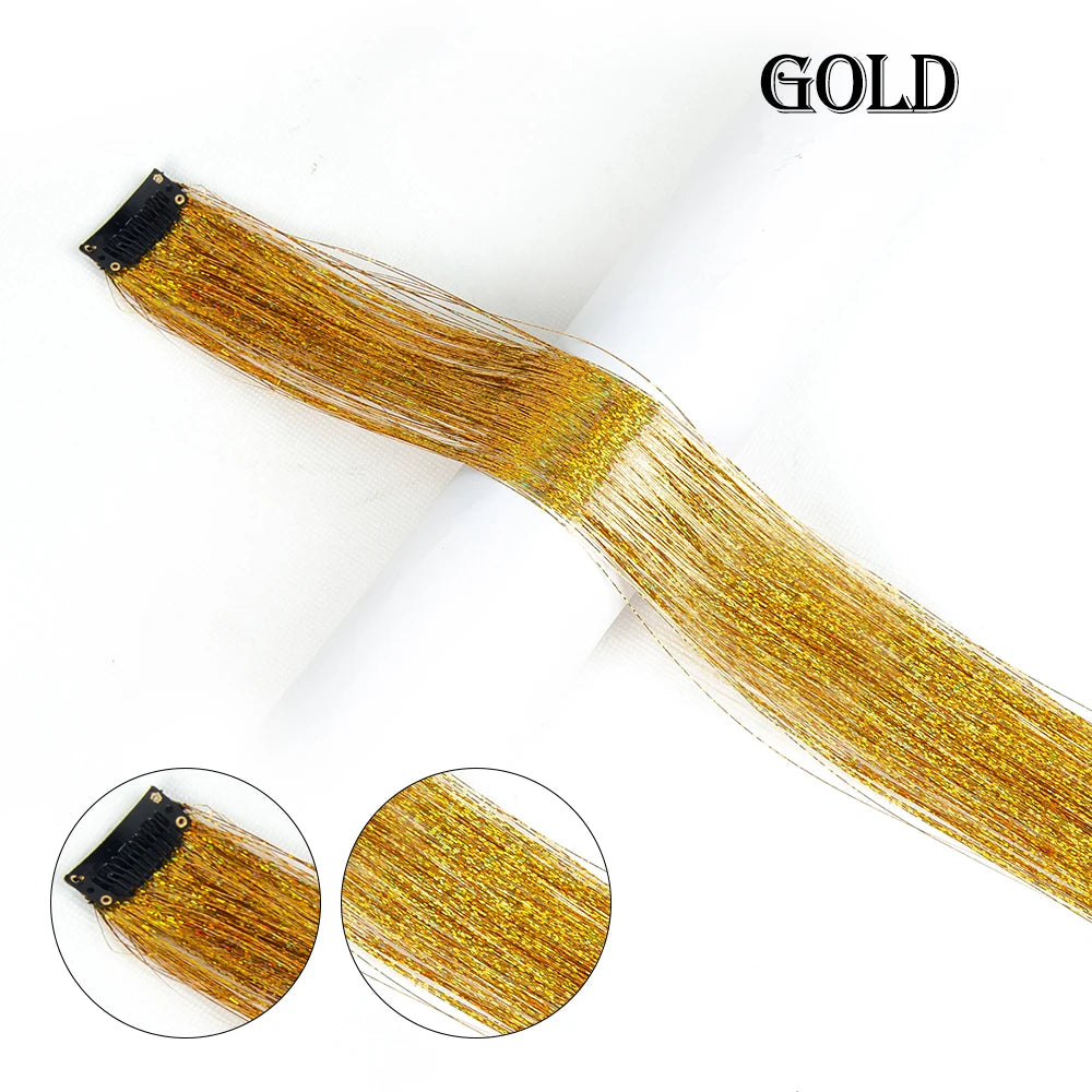 New Sparkle Hair Extensions Clip In Hair Tinsel Fairy Tinsel Hair Extensions With Clips Clip On Glitter Hair Tinsel Extensions