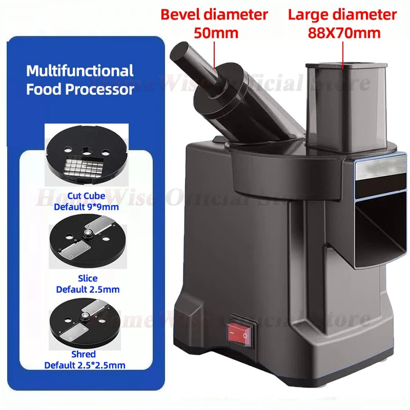 LX Multi-function Vegetable Cutter Fruit Slicer Shredder Cube Cutter 3 Blade Discs Food Processor Oblique and Straight Feed Port