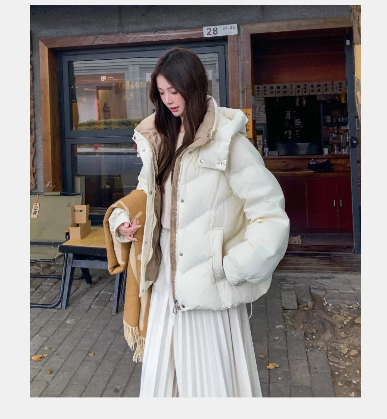 2025 Women Clothing Short Cotton Coat Winter New Style Loose Fit Thickened Petite Cotton Jacket Cold Protection Bread Parkas