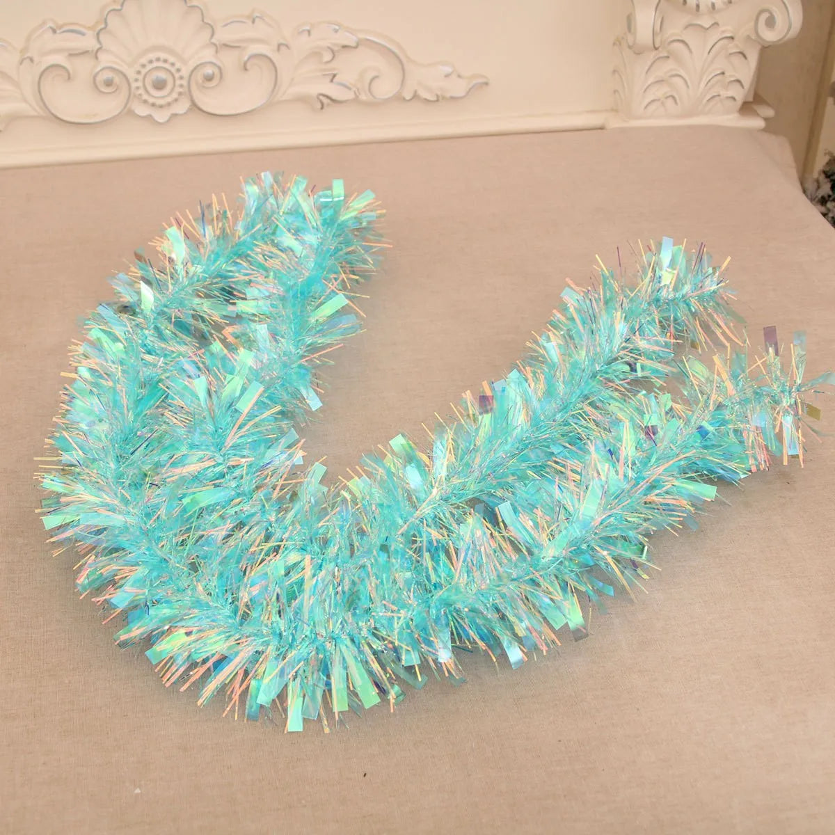 180cm Christmas Tinsel Ribbon Garland Gold Silver Color Decorative Tinsel Strips Home Wedding Birthday Party Wall Door Decor