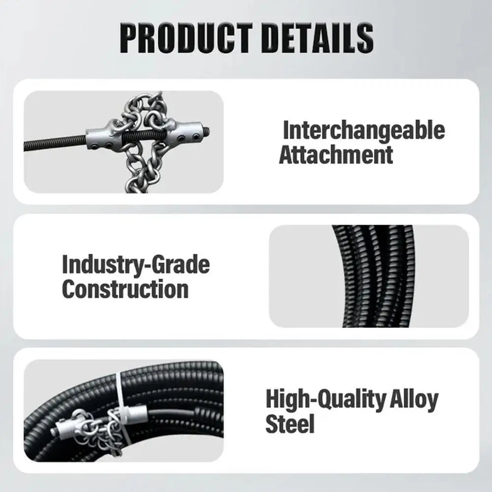 Electrical Drain Cleaner Dredging Sewer Special Tool Tool Solid Chain Dredging Spring Oil Stain Blocking Pipeline Dredging Tool