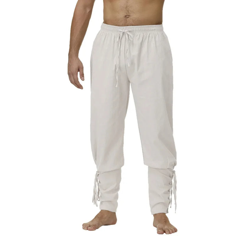 Pirate Pant Viking Costume for Men Renaissance Medieval Pants Drawstring Shorts Halloween Costume Adult Cosplay