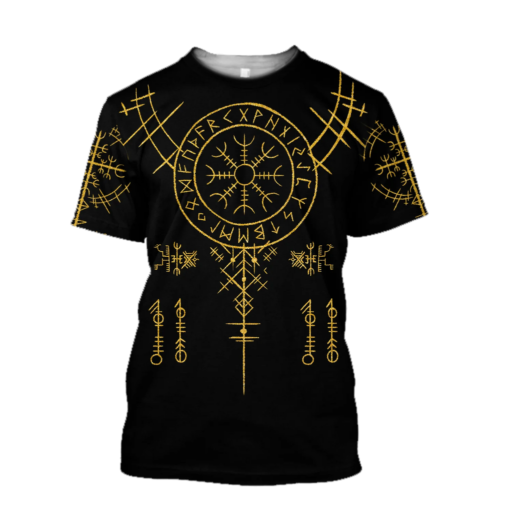 Summer 2022 Viking Mystic Ancient Symbol Charm with Men's Printed T-shirt O Neck Short Sleeve Oversized Loose Street Casual Top