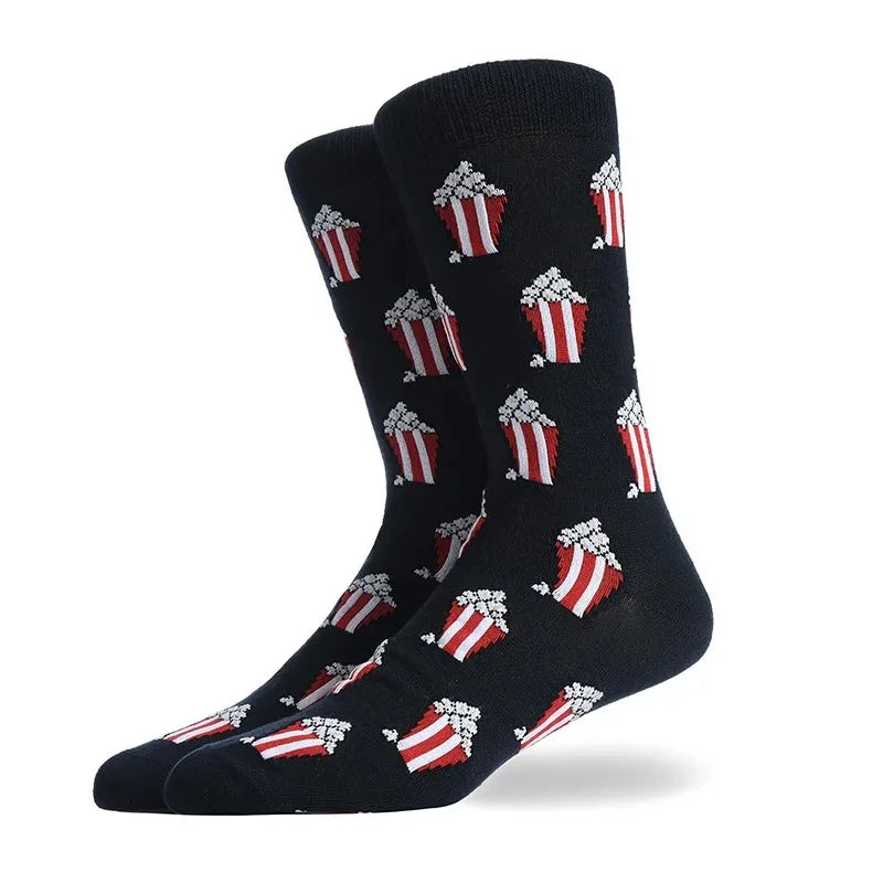 Men's Hip Hop Harajuku Socks Shark Clown Skateboarding Oil Painting Animal Mid-cut funny socks