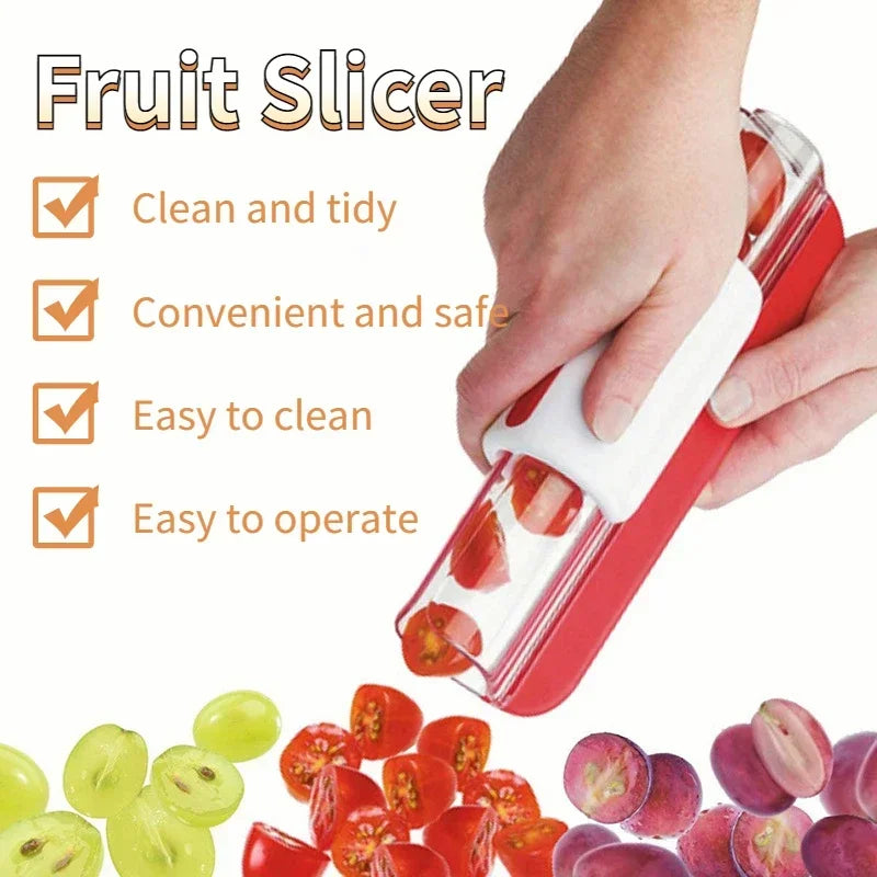 Tomato Grape Cherry Slicer Fruit Vegetable Salad Manual Slicer, Fruit and Vegetable Tool Kitchen Gadget, Progressive Zip Slicer