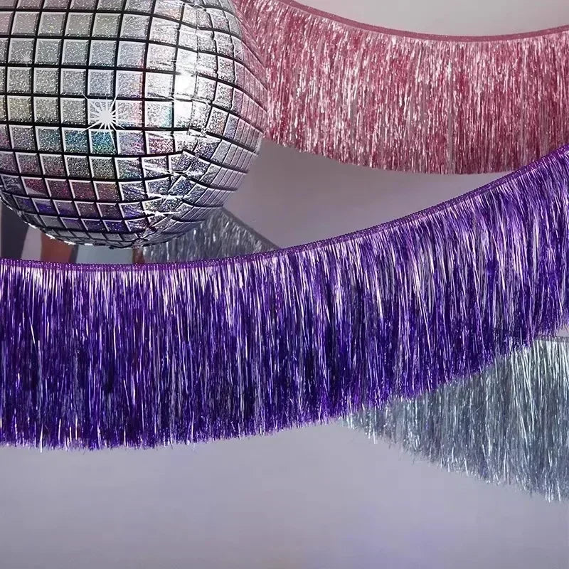 Shiny Tinsel Tassels Fringes Banner Garland Curtain Party Background Photo Props Rain Silk Curtain Wedding Decoration Supplies