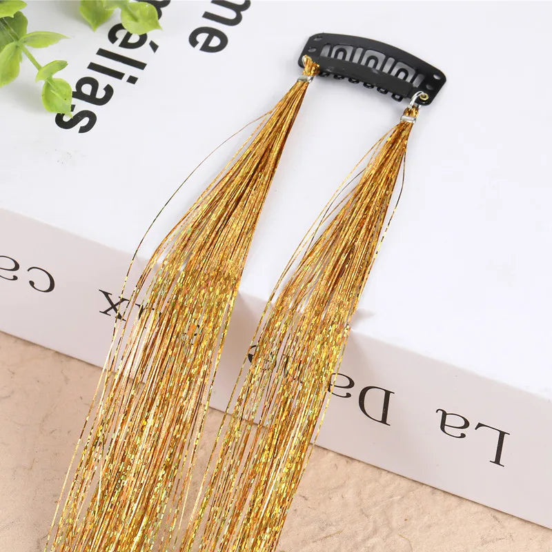 Hair Tinsel Glitter Braids High Temperature Fiber Bling Women's Tinsel Hair Strands In Braiders French Twist Hair Accessories