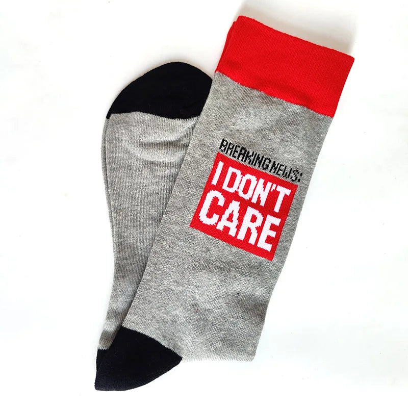 New 15 Style Letters Socks Men Novelty Funny Socks Trend Street Long Socks