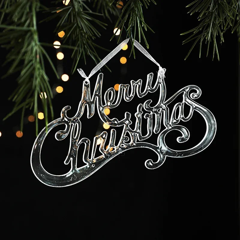 3pcs 2025 Christmas Decorations Christmas Transparent Snowflake Pendants Christmas Tree Home Decorations