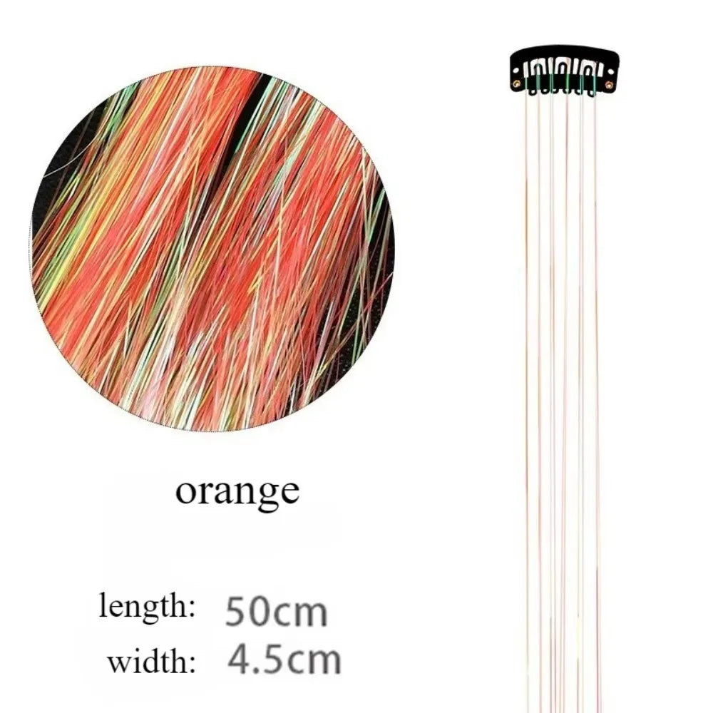 Fashion Highlights Clip Clip in Hair Extensions Colored Shiny Hair Tinsel Fairy Hair Synthetic Hair Highlights Girls