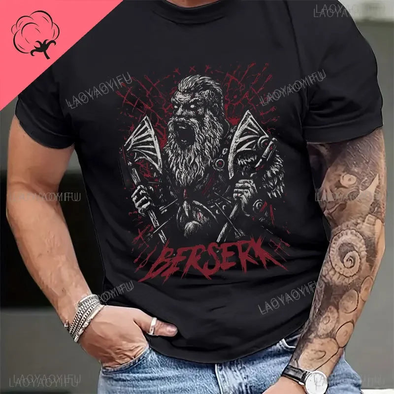 Viking Blood High Quality 100% Cotton T Shirt Men Short Sleeve Viking Legend T-Shirt Retro Classic Tee Shirt Valhalla Odin Tops