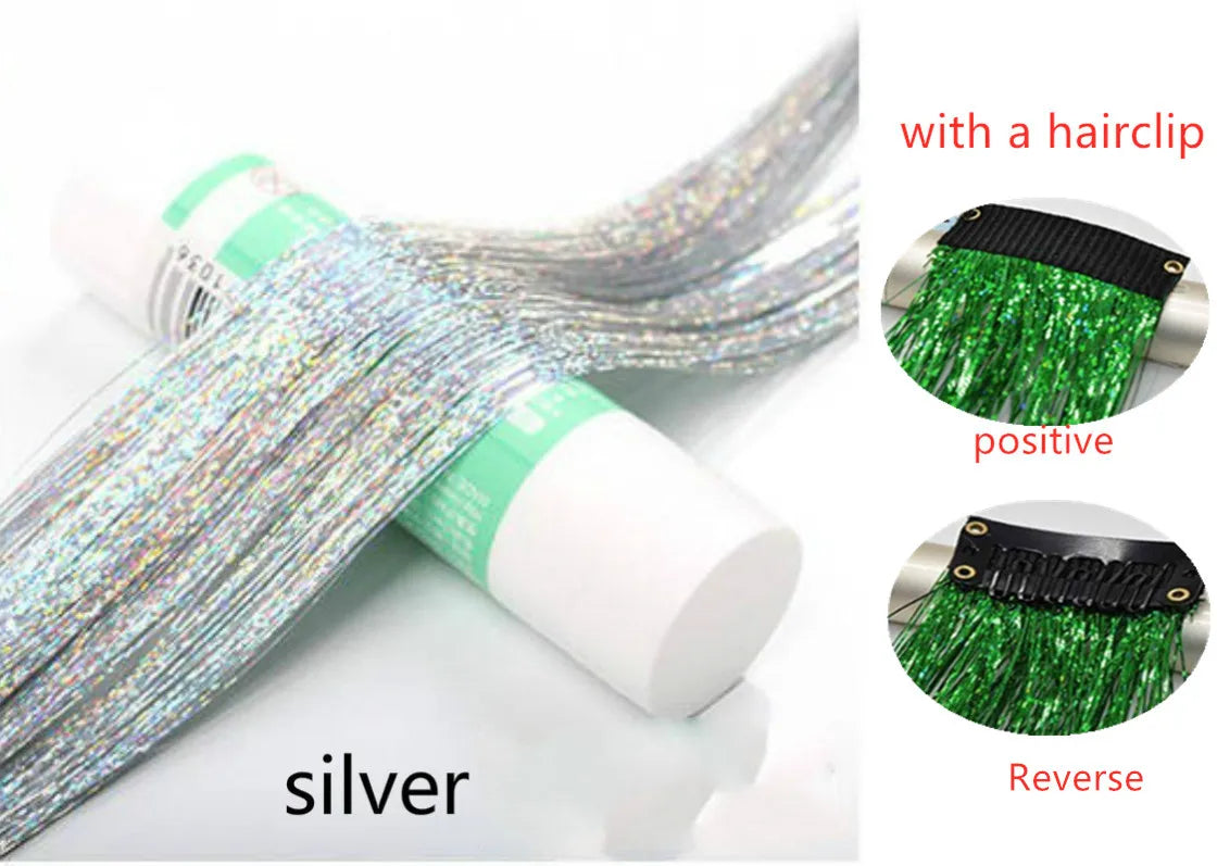 Hair Tinsel Glitter Braids High Temperature Fiber Bling Women's Tinsel Hair Strands In Braiders French Twist Hair Accessories
