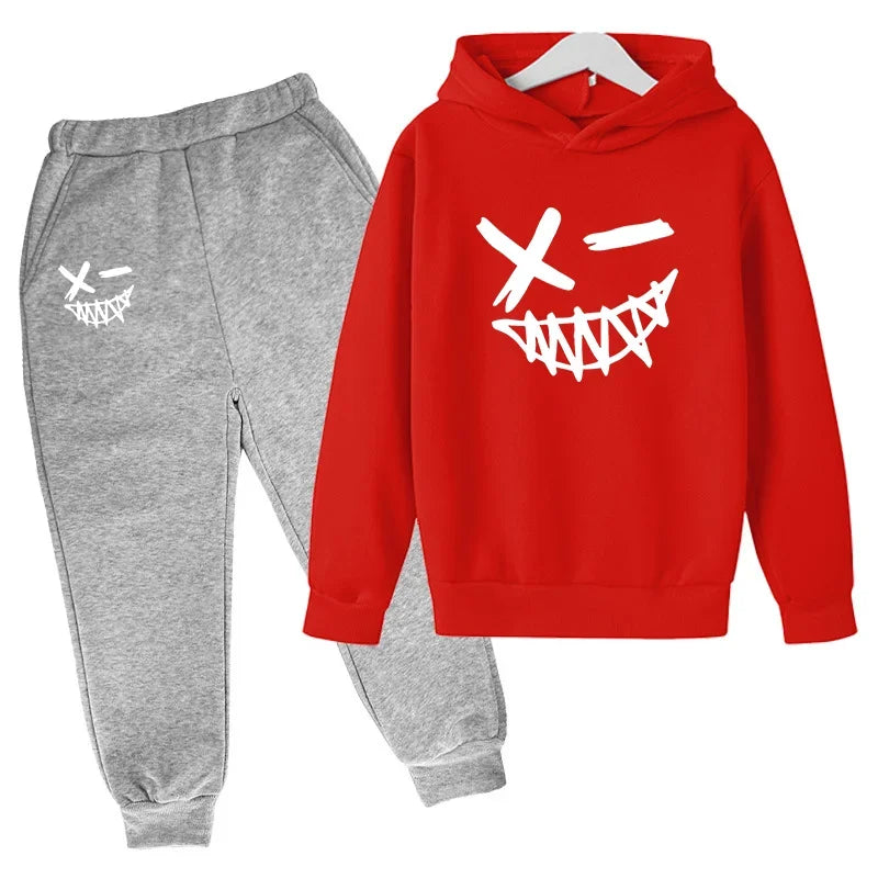 New Children's Hooded Casual Jacket, Boys' and Girls' Branded Clothing for Ages 3-13, Two-piece Set with Top and Pants, Party-ch
