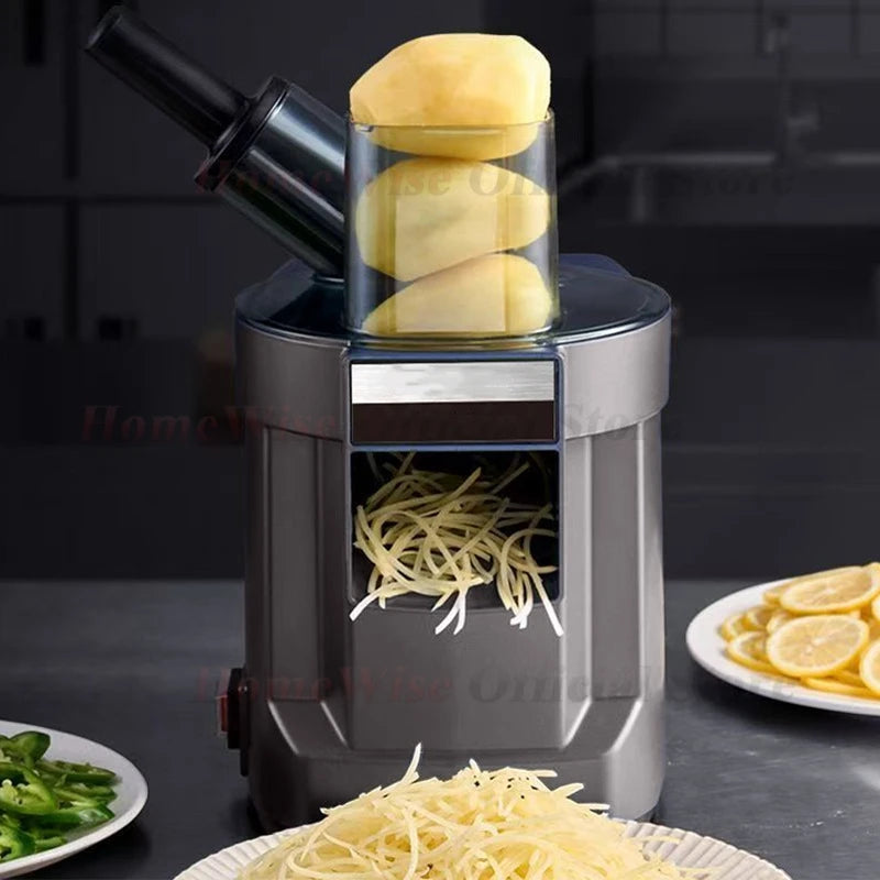 LX Multi-function Vegetable Cutter Fruit Slicer Shredder Cube Cutter 3 Blade Discs Food Processor Oblique and Straight Feed Port