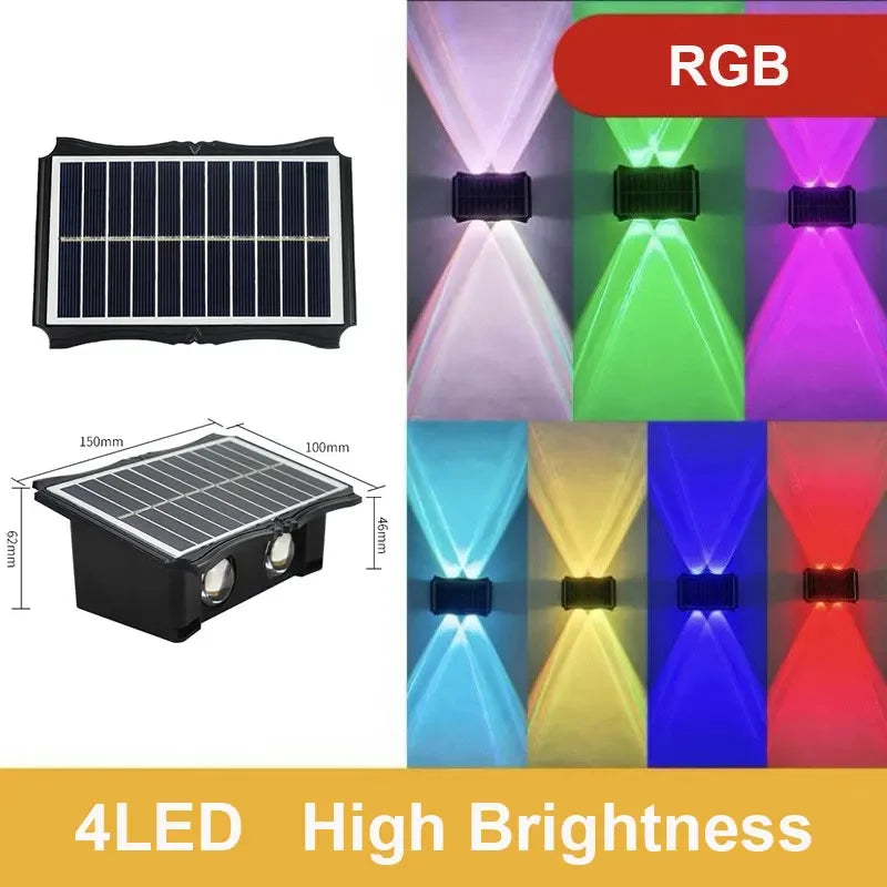 Solar LED Light Outdoor Solar LED Wall Lamp High Brightness Up And Down Luminous Lighting for Outdoor Garden Decoration Sunlight