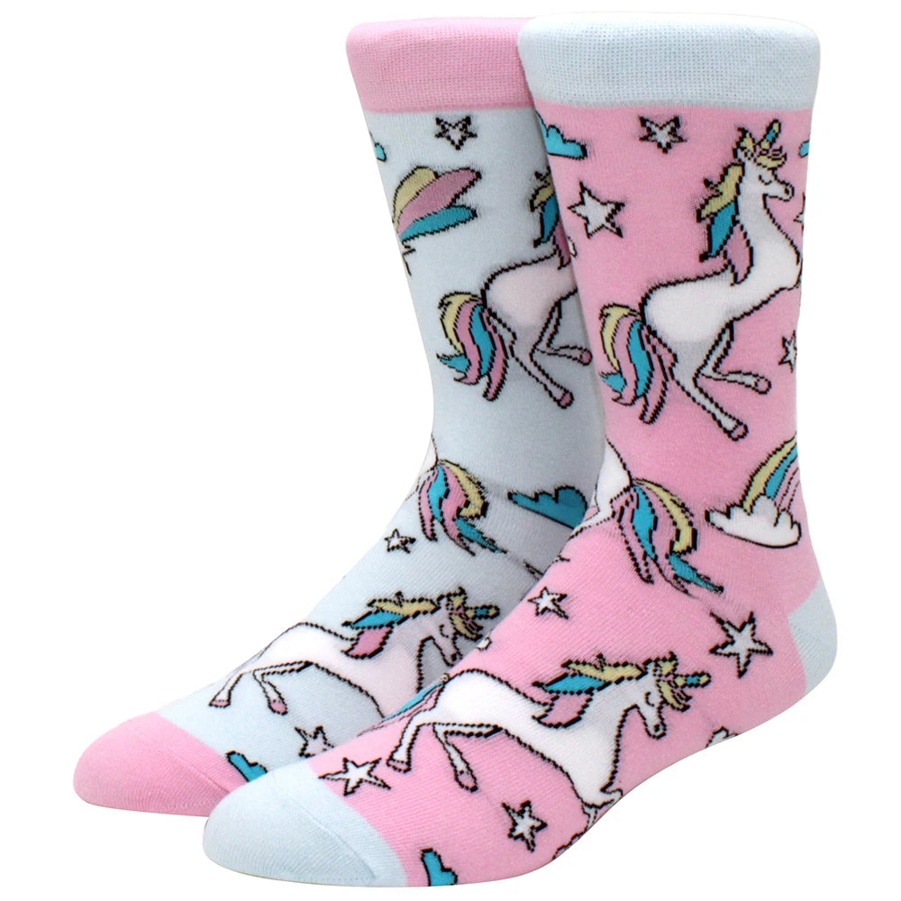 Funny men's and women's socks, cartoons, animals, fruits, beer, patterns, jacquard socks, hip hop skateboard socks