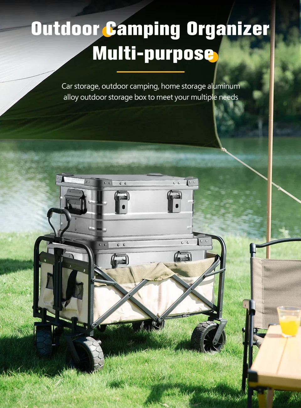 30-80L Camping Picnic Travel Aluminum Alloy Large Capacity Box Accessories Storage Bag Hiking Accessories Outdoor Storage