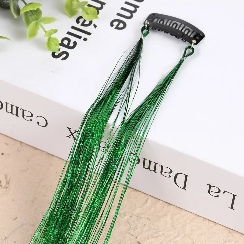 Hair Tinsel Glitter Braids High Temperature Fiber Bling Women's Tinsel Hair Strands In Braiders French Twist Hair Accessories