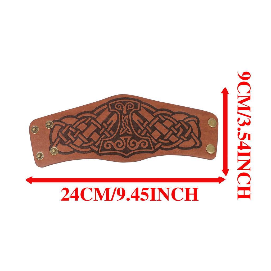 2 Pack Faux Leather Wristbands Viking Medieval Arm Guards Wristbands Halloween Accessories