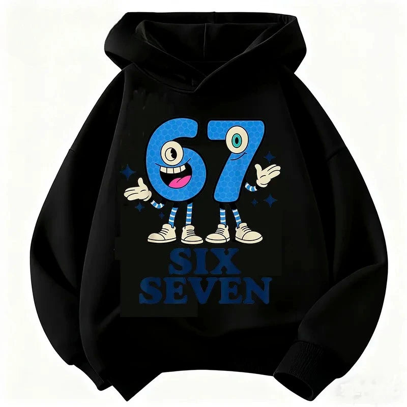 Children Hoodie 67 Six Seven Clothing Steal A BrainRot Cartoon Girls Boy Hooded Italian Brainrot Sweatshirt Korean Pullover Tops