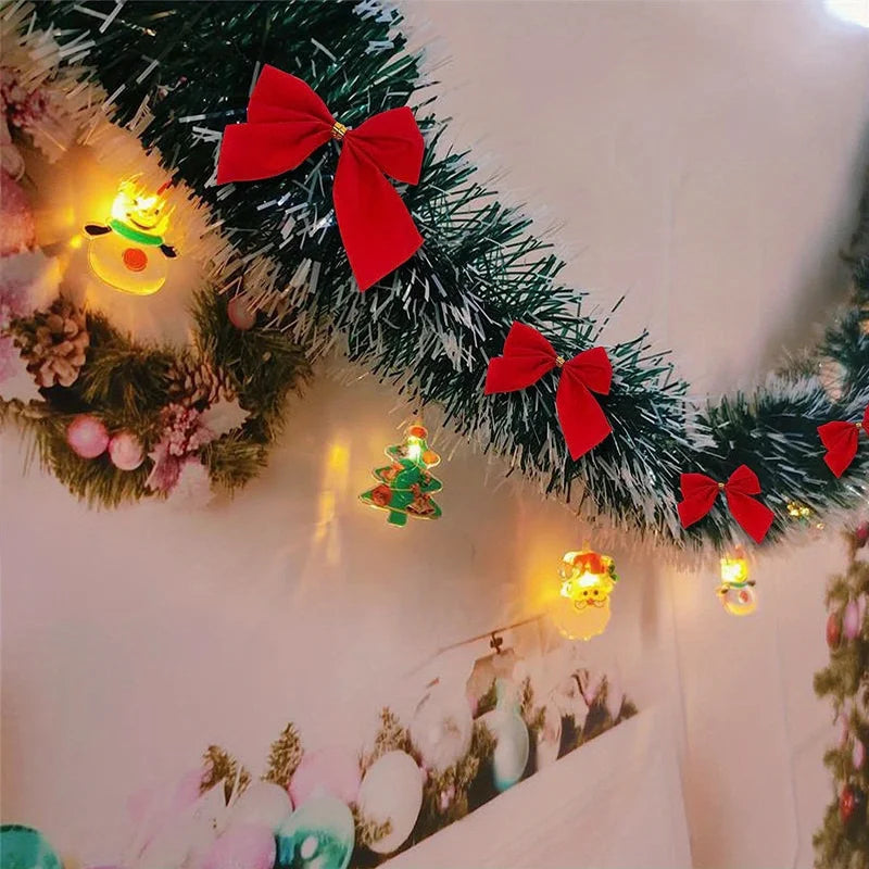 30 LED Christmas Tinsel Garland Set , Metallic Twist Hanging Decor for Fireplace Mantel Staircase Railing, Home & Outdoor Decor