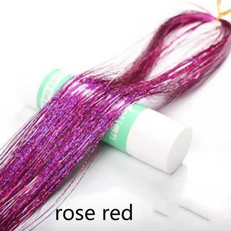 1 Pc Sparkle Tinsel Shiny Hair Tinsel Hair Extensions Dazzles Women Hippie for Braiding Headdress Hair Braiding Tools Long 100cm