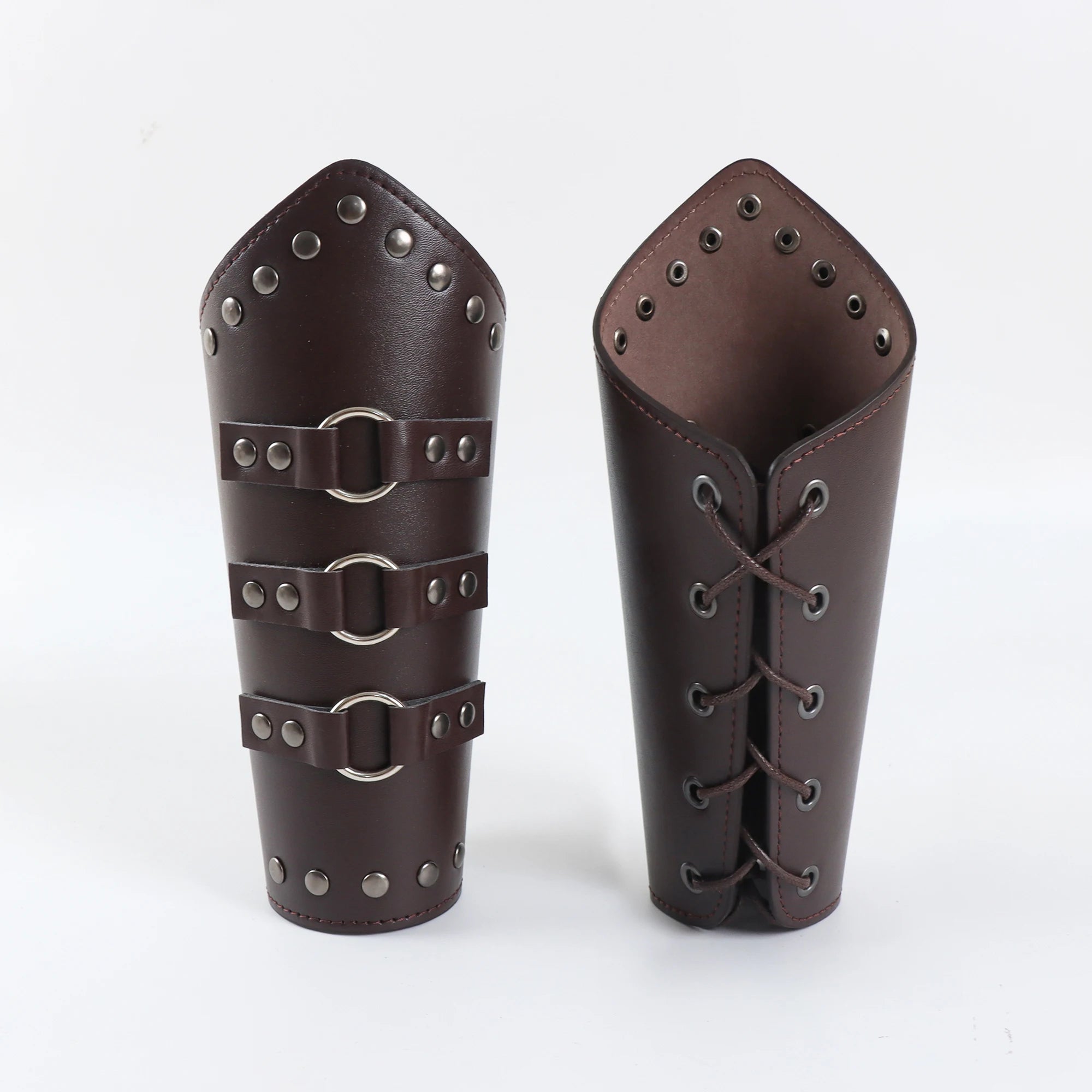 2 Pack Faux Leather Wristbands Viking Medieval Arm Guards Wristbands Halloween Accessories