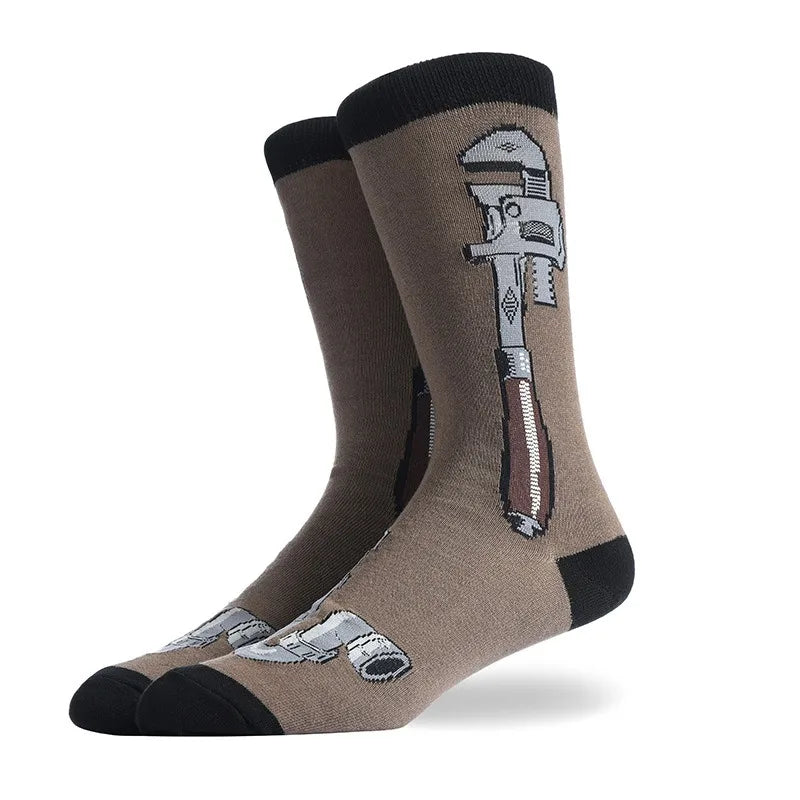 Men's Hip Hop Harajuku Socks Shark Clown Skateboarding Oil Painting Animal Mid-cut funny socks