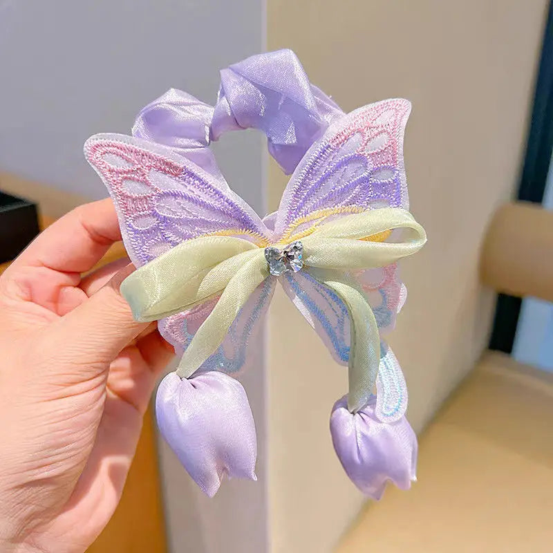 Cute Tulip Tassel Butterfly Elastic Hair Bands for Girls Kids Princess Hair Accessories Baby Headwear Hair Ties