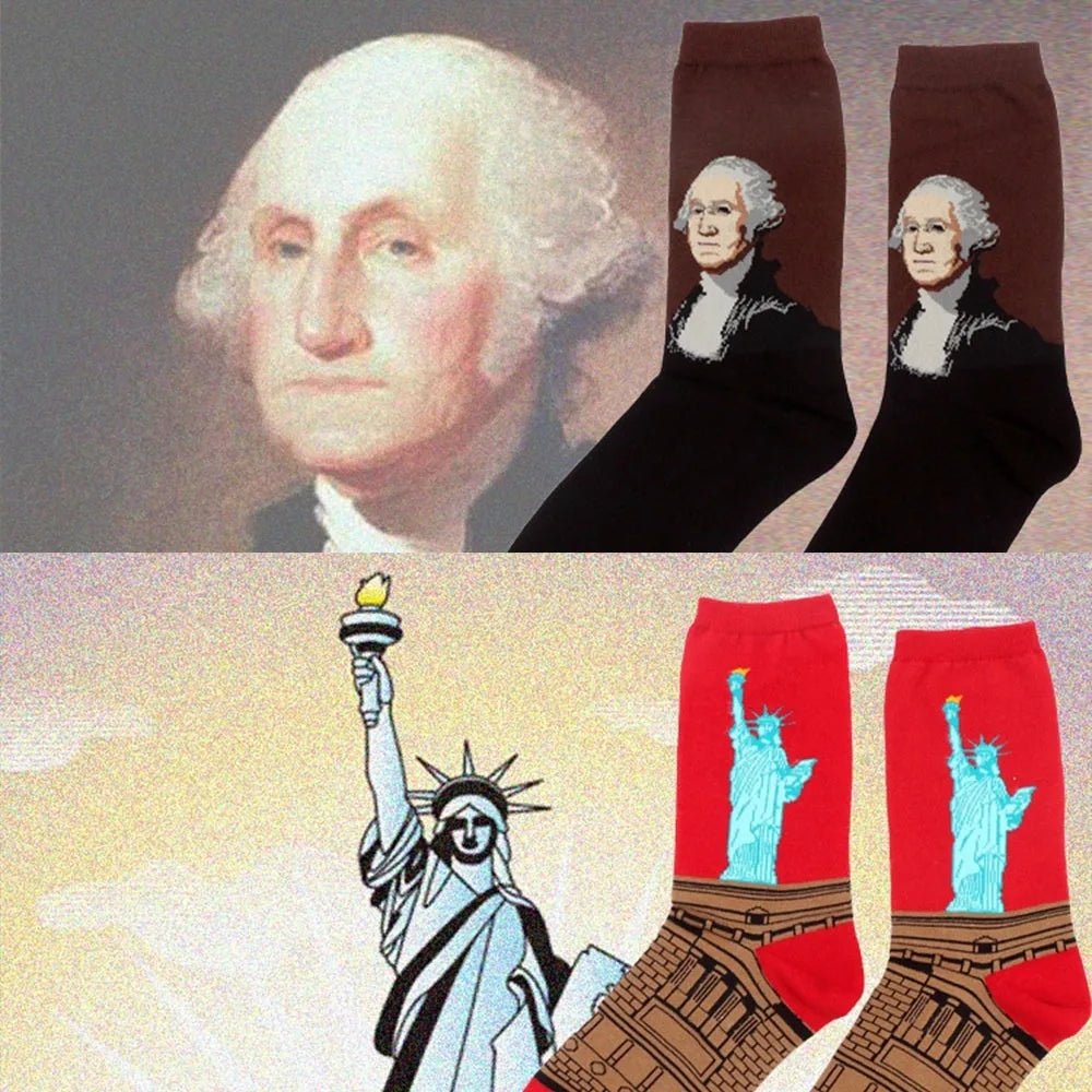 Man Plus Size Socks Art Mural World Famous Art Oil Painting Series Woman Funny Socks