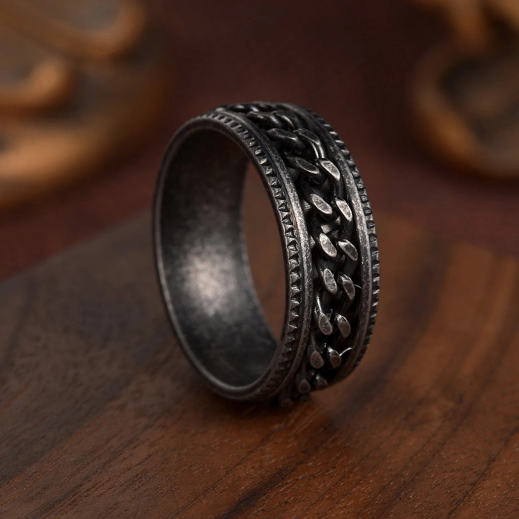 Vintage Viking Rune Rings For Men Women Retro Viking Stainless Steel Rotatable Fidget Anxiety Spinner Ring Retro Amulet Jewelry