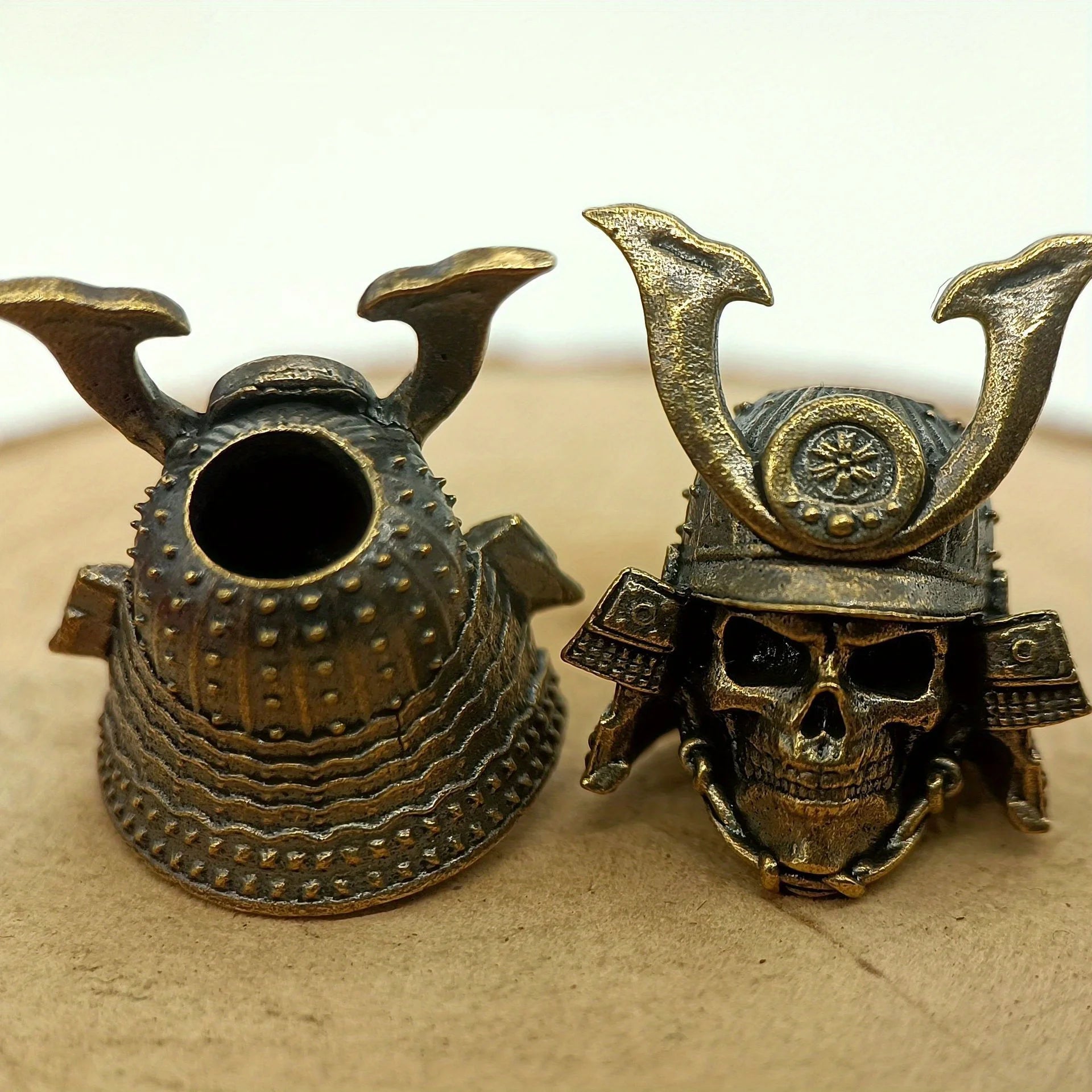 1pc Outdoors Tool Brass Skeleton Helmet Warrior Knife Beads Lanyard Pendant Backpack Bracelet Necklace Keychain DIY Accessories