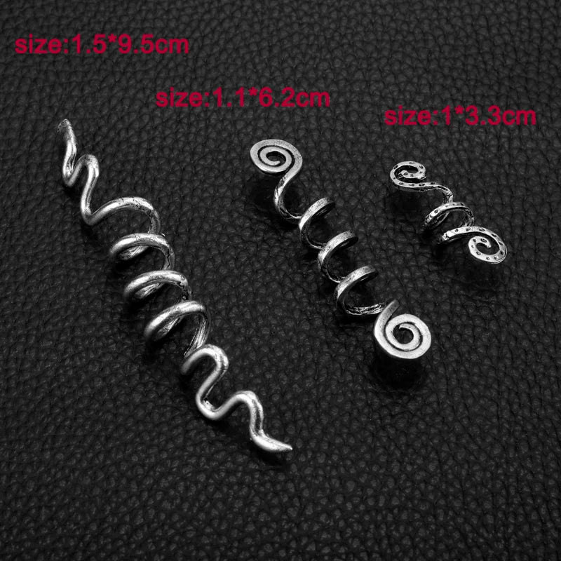 Viking Spiral Charms Beads for Hair Braids for Beard Hair Beads Jewelry Vintage Women Girl Hairpin Hair Clips Accessories-15
