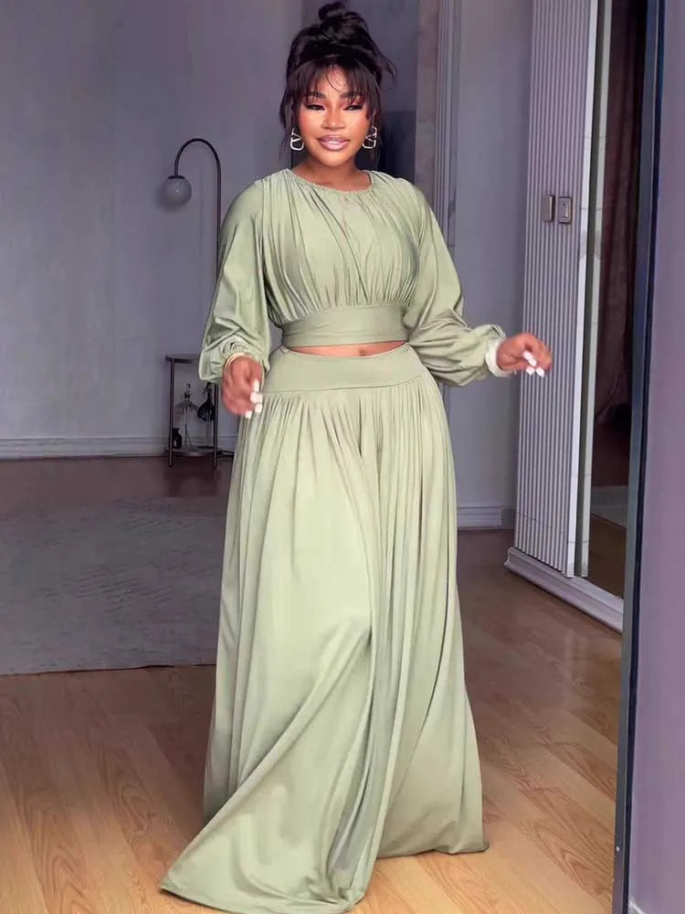 Female Clothing Autumn 2-piece Sets for Women Long Sleeve Top and Long Skirt Set Ladies Casual Dress Set Wholesale Dropshipping