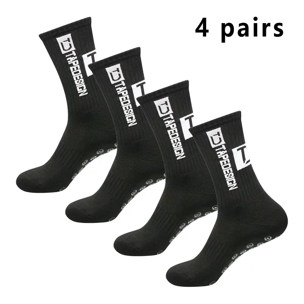 4 pairs of football socks sports socks men's mid-calf socks silicone non-slip dot socks basketball yoga socks