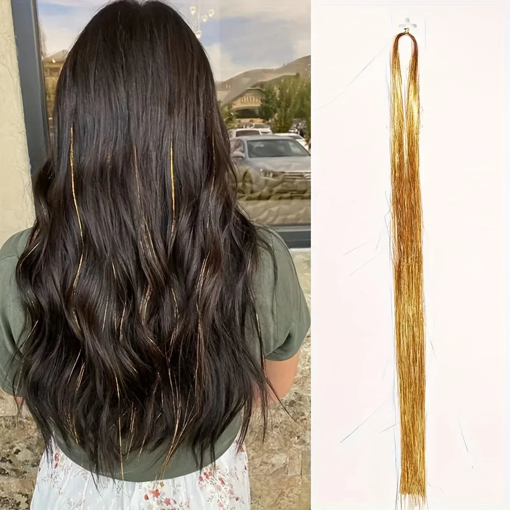 Glitter Tinsel Hair Extensions for Women and Girls Sparkling Shinny Fairy Hair Accessories for Christmas New Year Halloween
